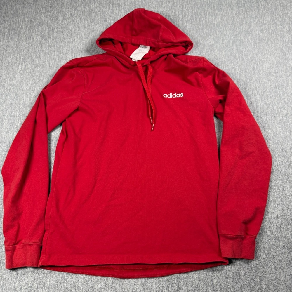 Adidasβ Hoodie Mens S Red Essentials Long Sleeve Drawstring Lightweight Pullover